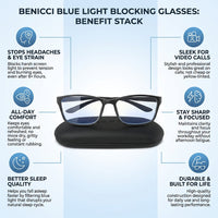 Stylish Blue Light Blocking Glasses for Women or Men - Ease Computer and Digital Eye Strain, Dry Eyes, Headaches and Blurry Vision - Instantly Blocks