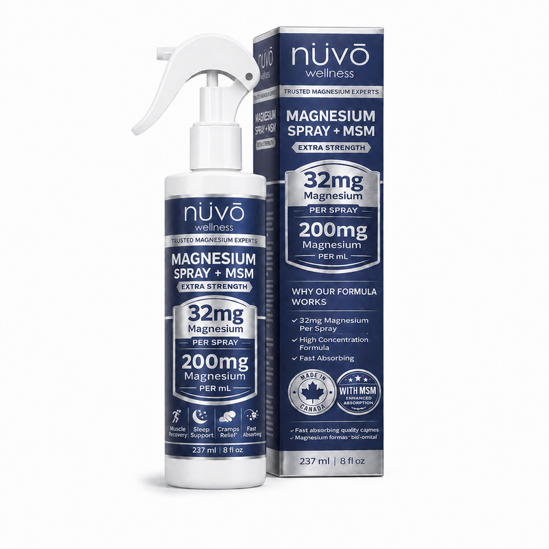 Magnesium Oil Spray with MSM and Lavender, 32mg per Spray, 237ml, Extra Strength Lightly Scented with Easy to Use Trigger Sprayer - Product of Canada